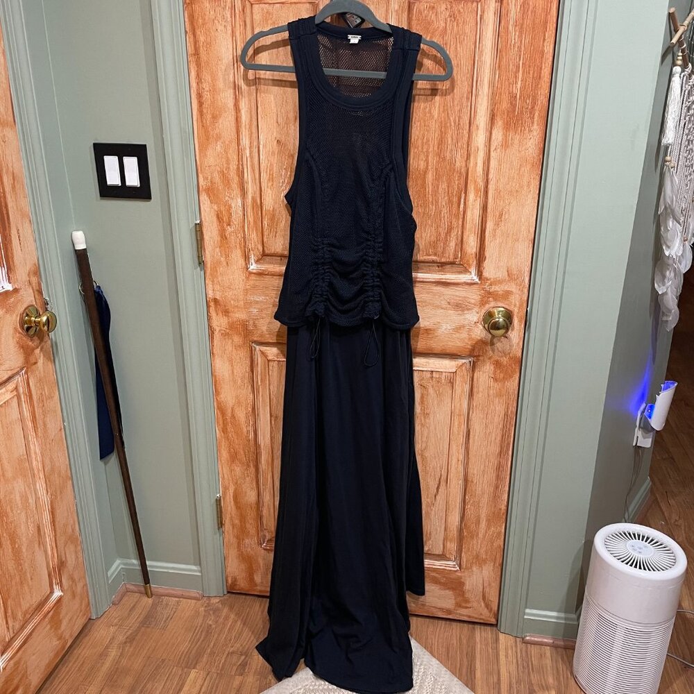Anthropologie 1X Forward Line Black Mesh Tank Maxi Dress EUC - Picture 2 of 11